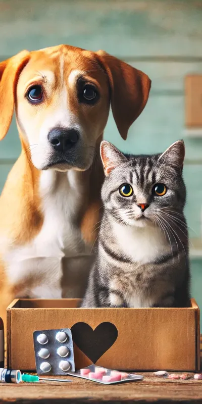 Perro y gato triste 